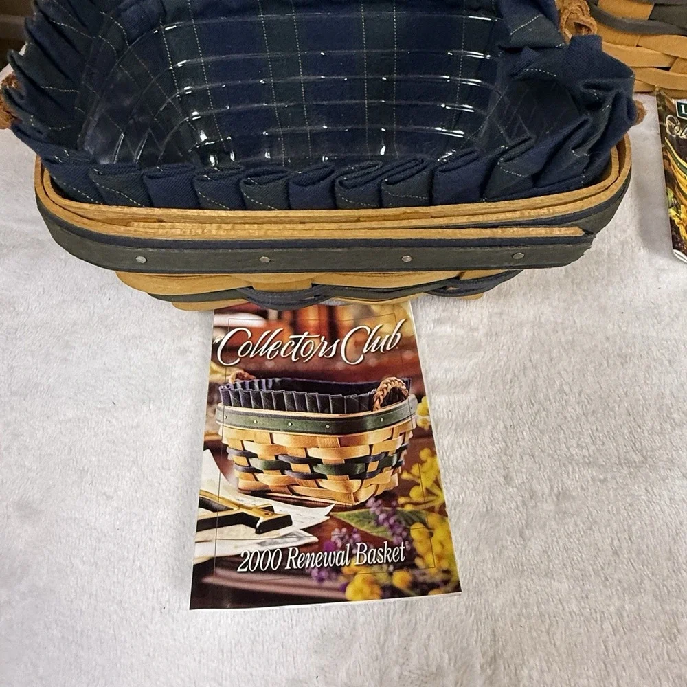 Longaberger Collectors Club Renewal Basket Lot 4 1997 1999 2000 Liners Cards